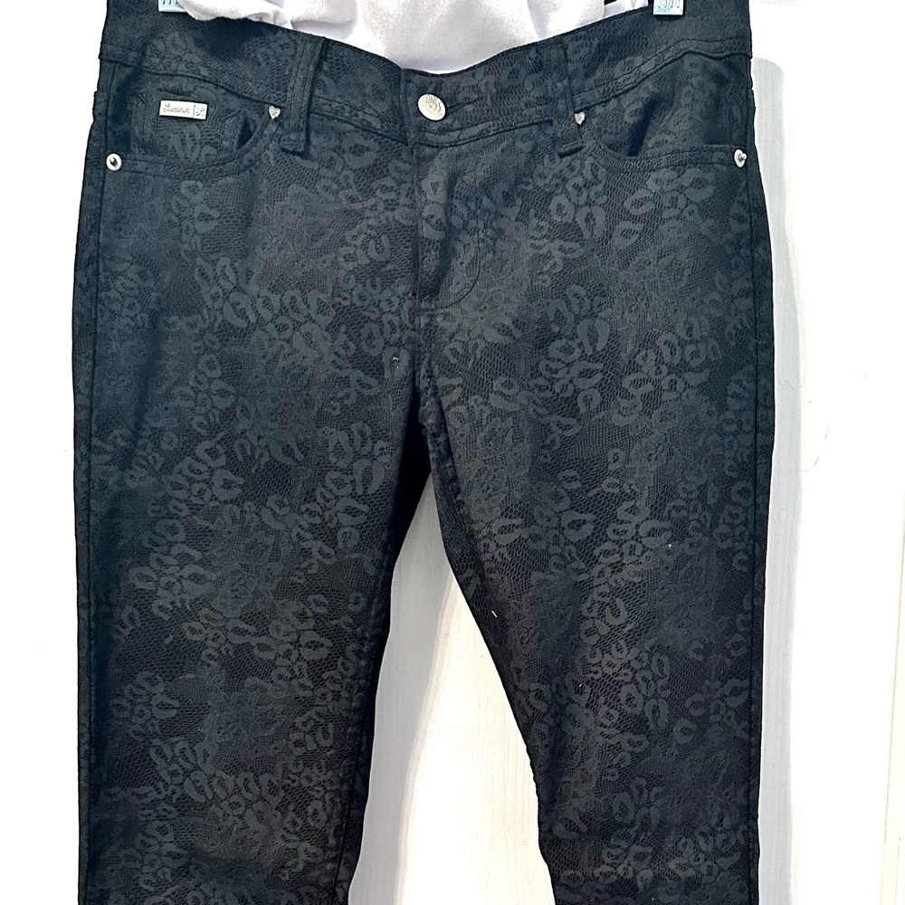 Black Floral Patterned Pants